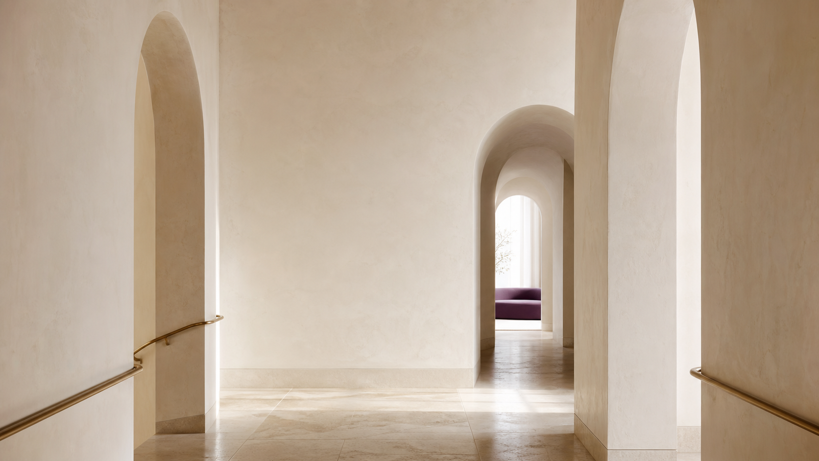 Layered architectural arches in warm neutral tones